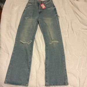 Edikted size small high rise wide leg blue jeans